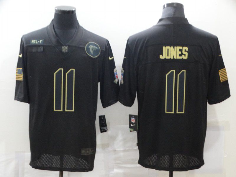 Men Atlanta Falcons #11 Jones Black gold lettering 2020 Nike NFL Jersey